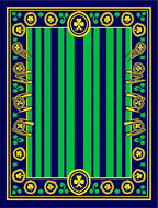 Navy Green Striped Shamrock Border Rug