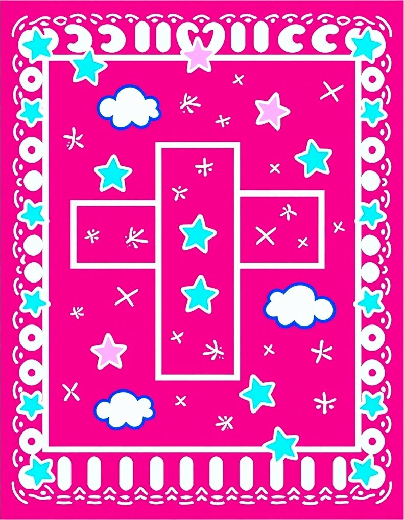 Pink Sky Star Cloud Compositon Rug