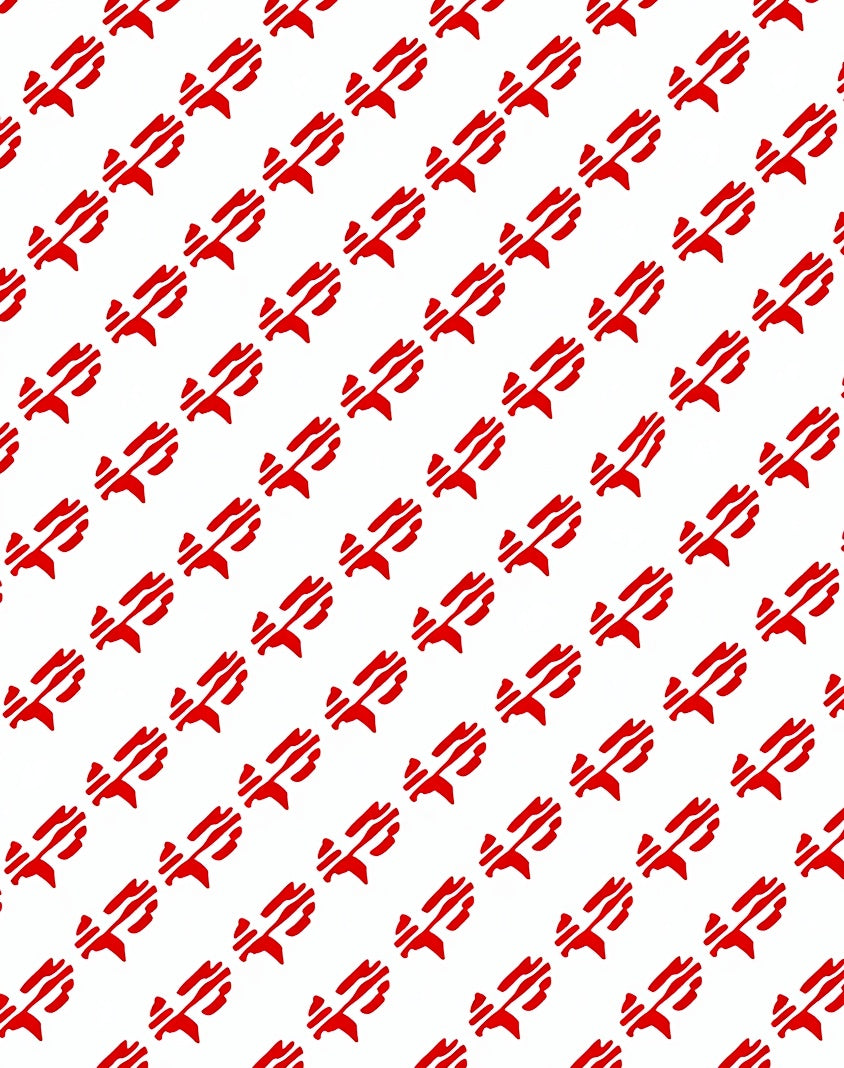 Vibrant Red Linear Tribal Rug