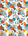 Cartoon Orange Blue Abstract Shapes Rug