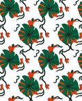 Vibrant Green Orange Floral Vine Rug