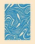 Blue Cream Swirl Abstract Rug
