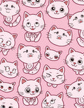 Pink Cat Faces Whimsical Cartoon Rug