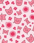 Pink Kawaii Cats And Flowers Rug