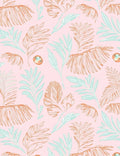 Tropical Pink Palm Leaf Collage Rug