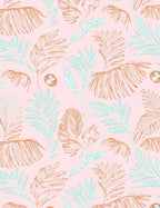 Tropical Pink Palm Leaf Collage Rug