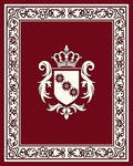 Crimson Crest Floral Emblem Border Rug