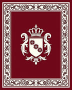 Crimson Crest Floral Emblem Border Rug