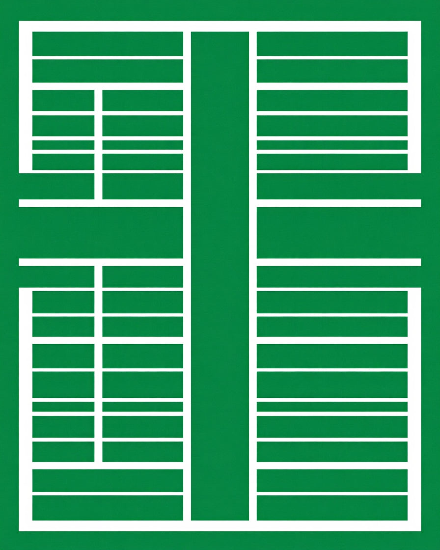 Emerald Green White Geometric Grid Rug