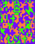 Vibrant Puzzle Pieces Abstract Overlay Rug