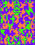 Vibrant Puzzle Pieces Abstract Overlay Rug