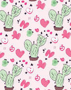 Pink Heart Cactus Garden Whimsical Rug