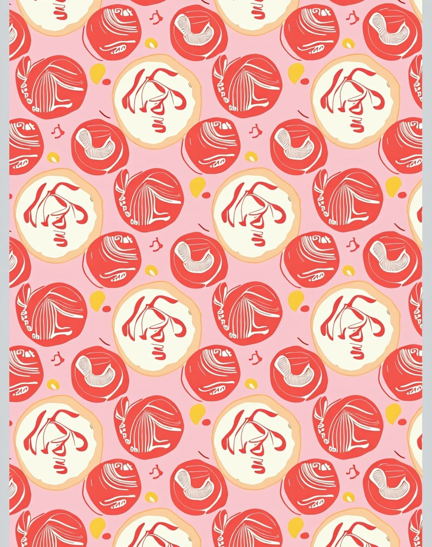Playful Coral Swirls on Pink Background Rug