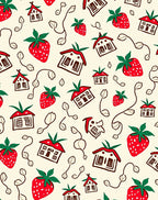 Whimsical Strawberry Homes Vine Motif Rug
