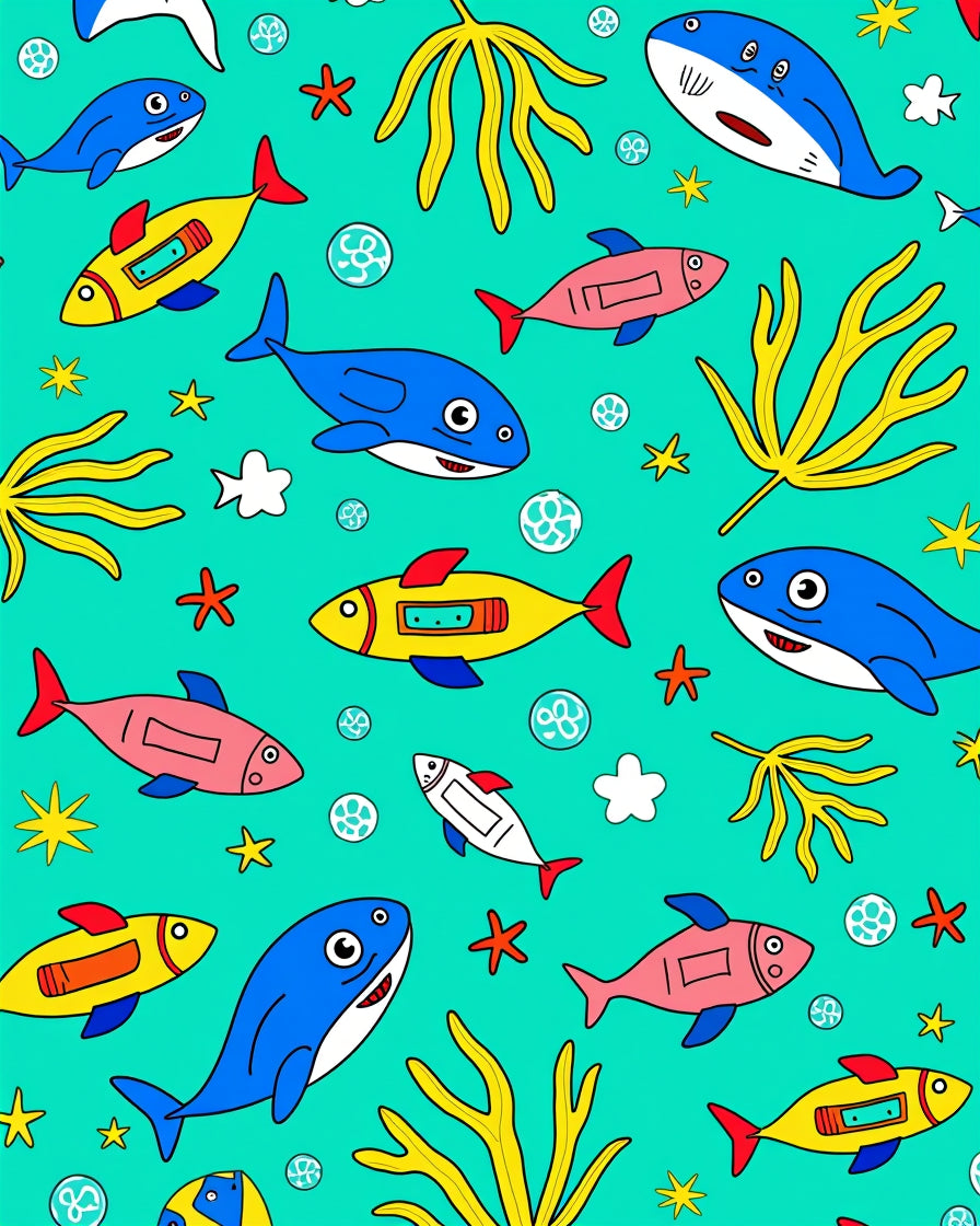 Cute Underwater Sea Creatures Collection Rug
