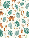 Cute Animals Amongst Teal Foliage Rug