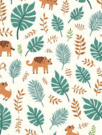 Cute Animals Amongst Teal Foliage Rug