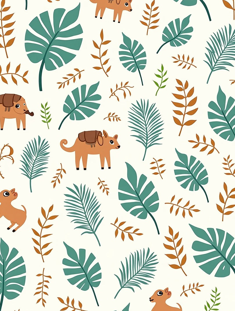 Cute Animals Amongst Teal Foliage Rug