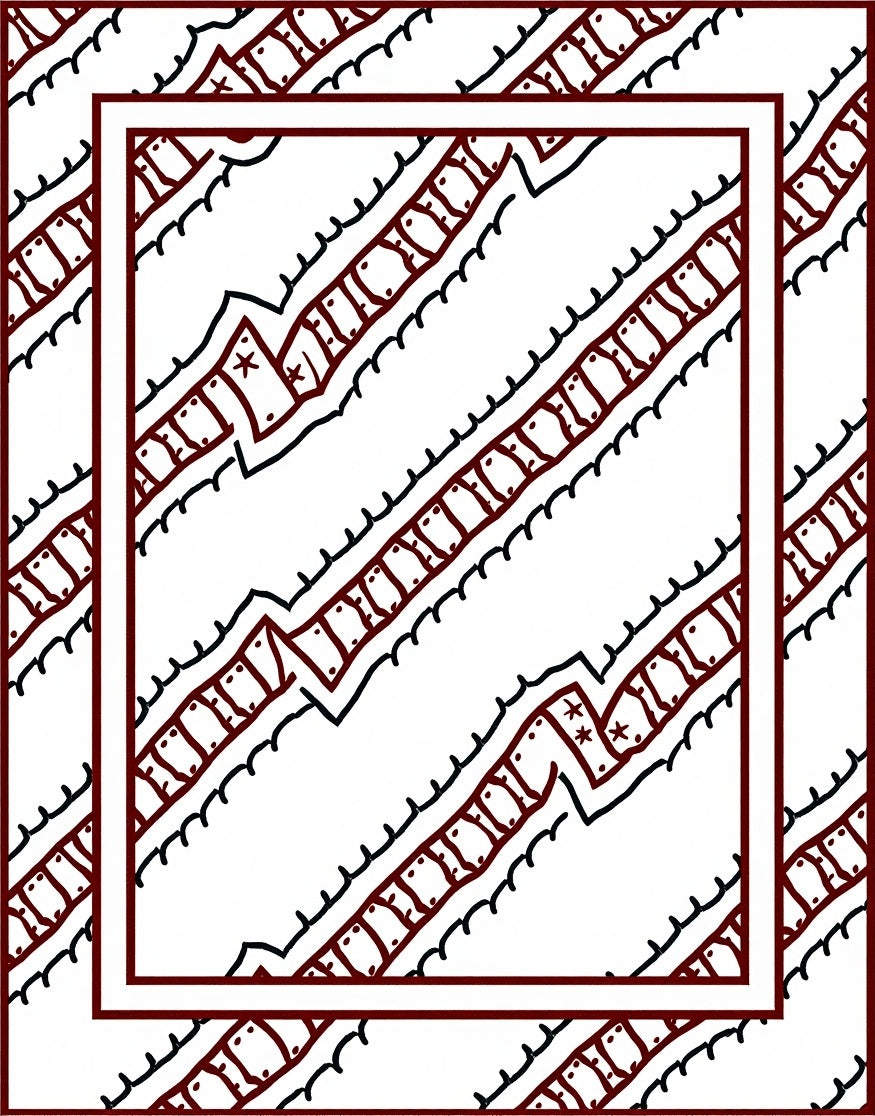 Crimson Zigzag Chain Border Rug