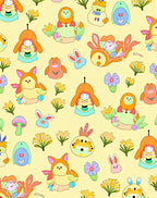 Whimsical Kawaii Characters Colorful Blooms Rug