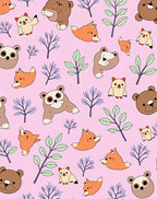 Sweet Forest Creatures Whimsical Bear Owl Fox Rug