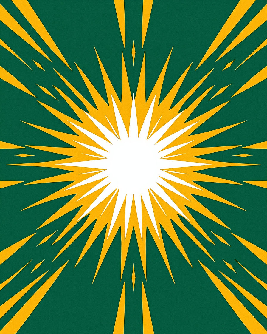Radiant Sunburst Green Yellow Burst Rug