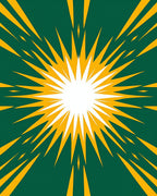Radiant Sunburst Green Yellow Burst Rug