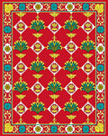 Crimson Emerald Laurel Diamond Border Rug