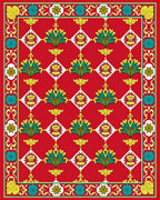Crimson Emerald Laurel Diamond Border Rug
