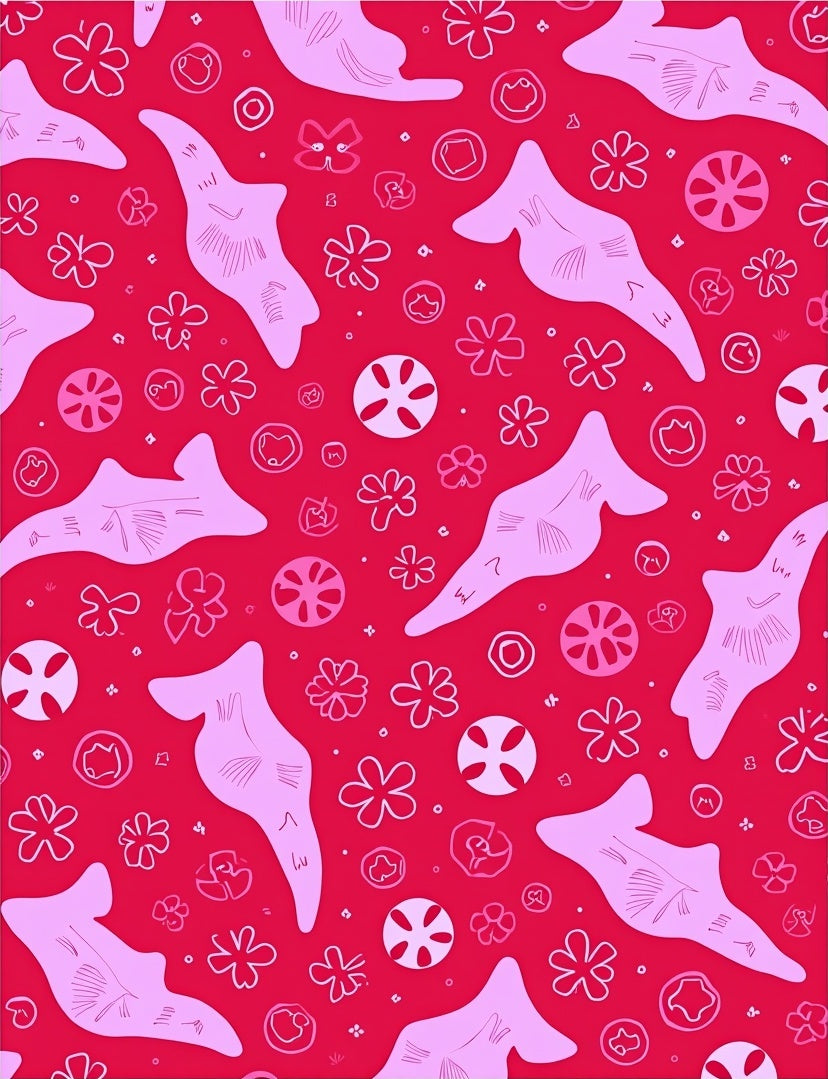 Whimsical Pink Blobs Floral Scatter Rug
