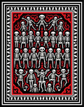 Skeleton Brigade Red Black Bone Rug