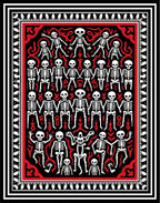 Skeleton Brigade Red Black Bone Rug