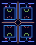 Neon Grid Square Abstract Rug