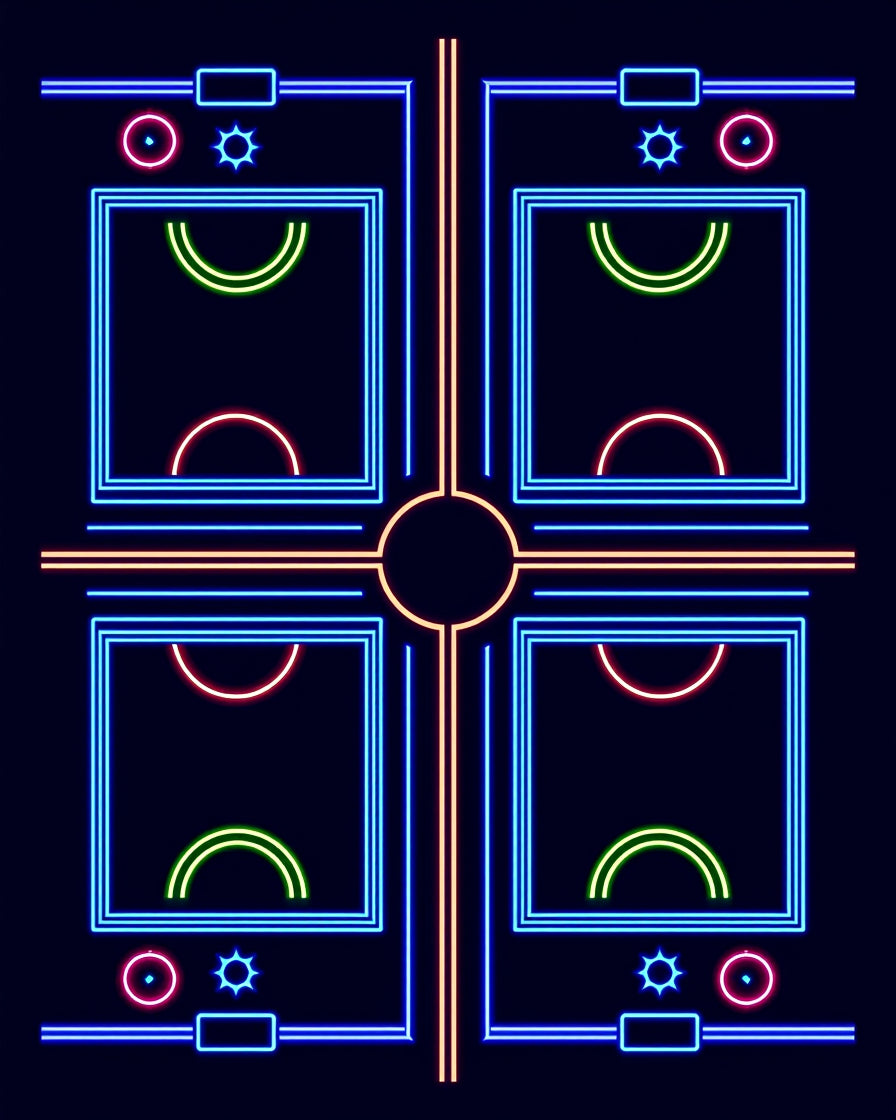 Neon Grid Square Abstract Rug