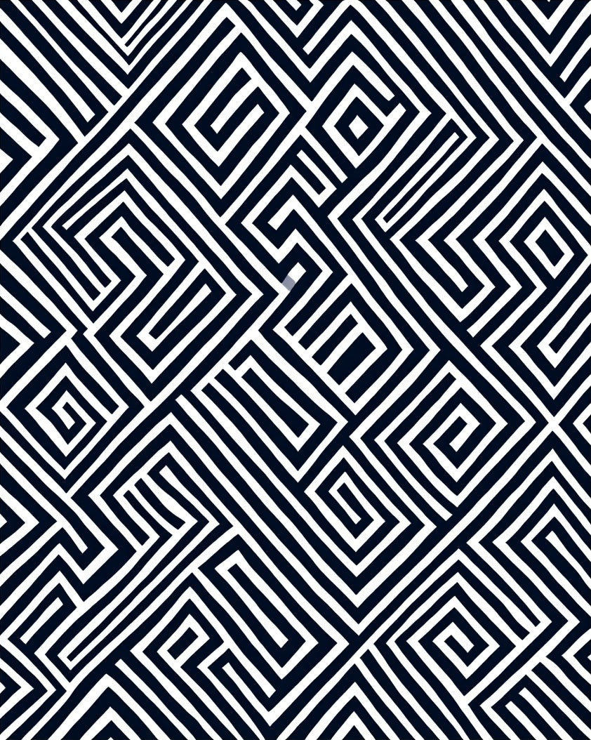 Retro Black White Geometric Maze Rug