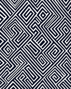 Retro Black White Geometric Maze Rug