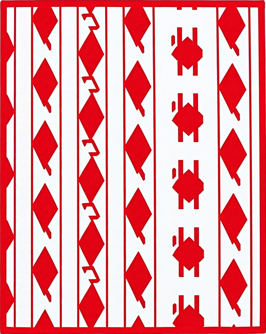 Bold Red Diamond Stripe Rug