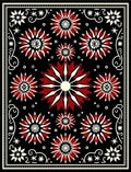 Crimson Starburst Medallion Black Rug