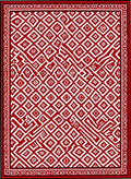 Red White Interlocking Diamond Maze Rug