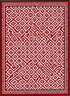 Red White Interlocking Diamond Maze Rug