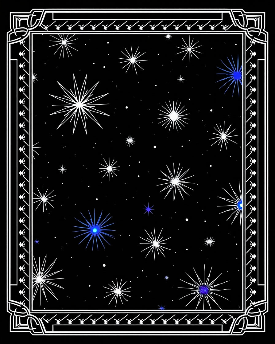 Cosmic Blue Starry Night Border Rug