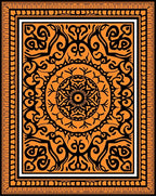 Orange and Black Intricate Medallion Rug