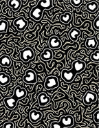 Black Ivory Abstract Heart Curving Stripes Rug