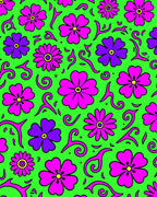 Retro Pink Purple Floral Swirl Rug