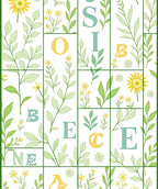 Green Foliage Yellow Flower Alphabet Collage Rug