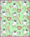 Cute Ghost Heart Swirl Background Rug