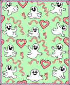Cute Ghost Heart Swirl Background Rug