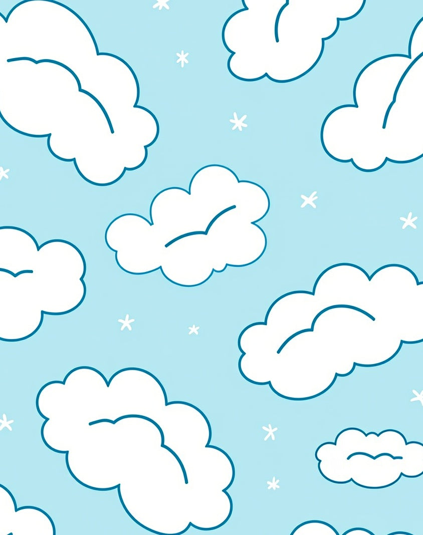 Whimsical Blue Sky Cloud Scatter Rug