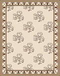 Cream Brown Flamingo Floral Repeat Rug