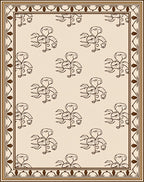 Cream Brown Flamingo Floral Repeat Rug